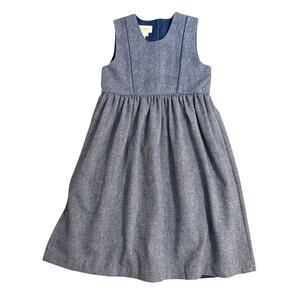 Strasburg Dress Wool Cottagecore Sleeveless Back Buttons Blue Girls Youth 10